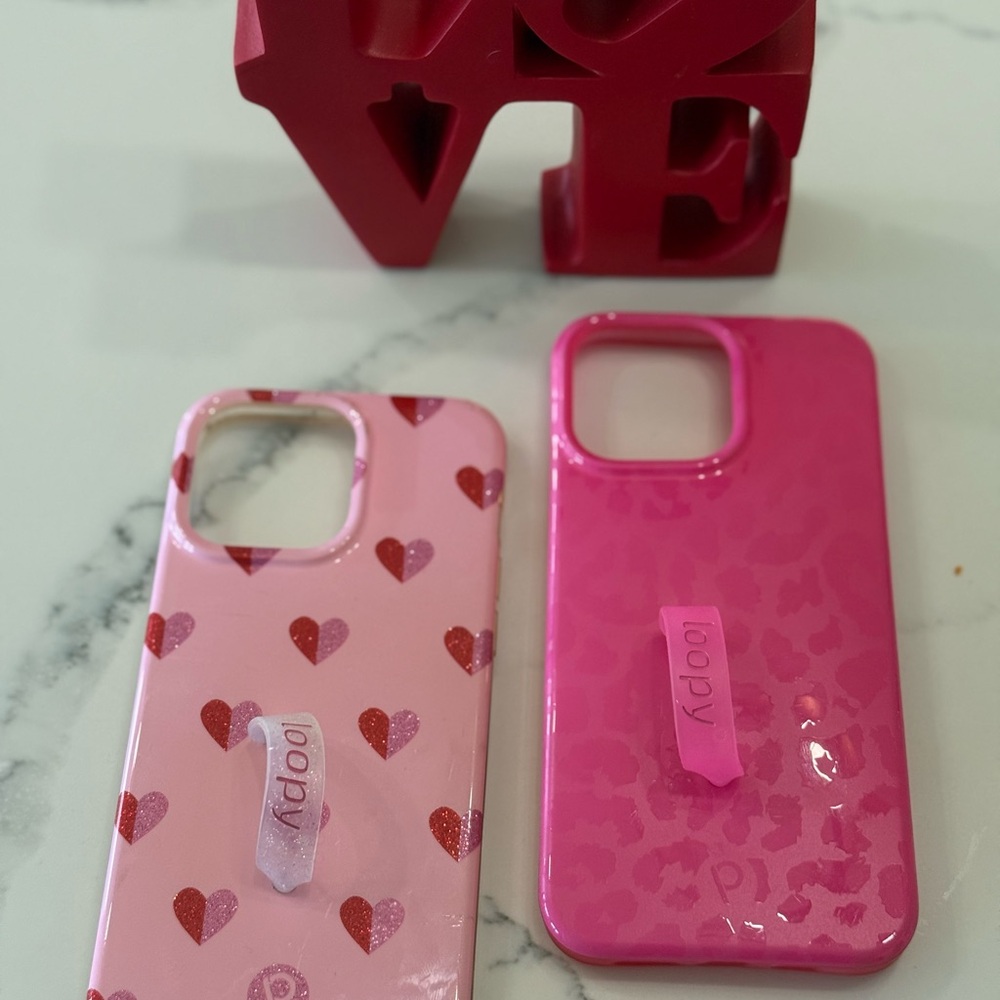 Loopy Case Pink and Red Heart Design Phone Covers